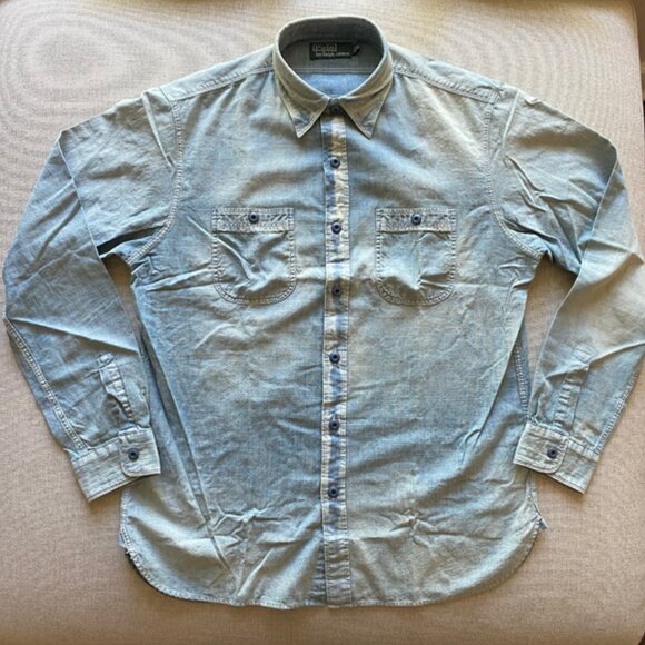 Ralph Lauren Vintage Men's Light Chambray Workshirt size Medium - Picture 1 of 16
